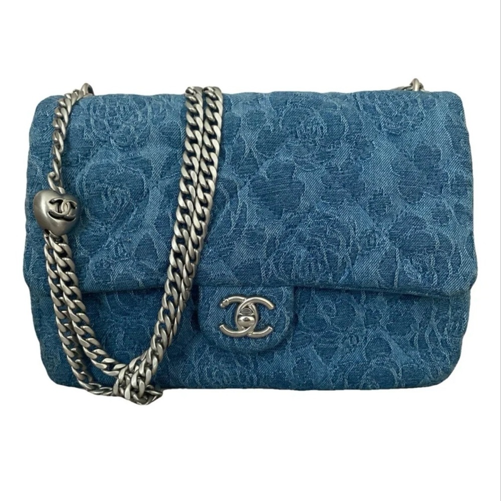 CHANEL Blue Denim Shoulder Bag